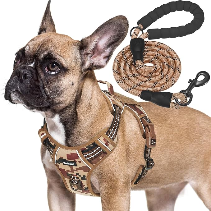 Beebiepet Heavy Duty Tactical Dog Harness for Small Dogs, No Pull Adjustable Pet Harness Reflective Service Training Easy Control Pet Vest Military K9 Working Dog Harnesses- Medium, Desert Camo