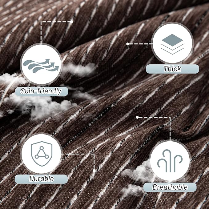 MYSKY HOME Boho Couch Cover Deep Chocolate Sofa Covers Washable, Farmhouse Sofa Slipcover Simple Couch Protector for Dogs Chenille Sectional Couch Covers L Shaped Couch Cushion Covers, 91"x 134"