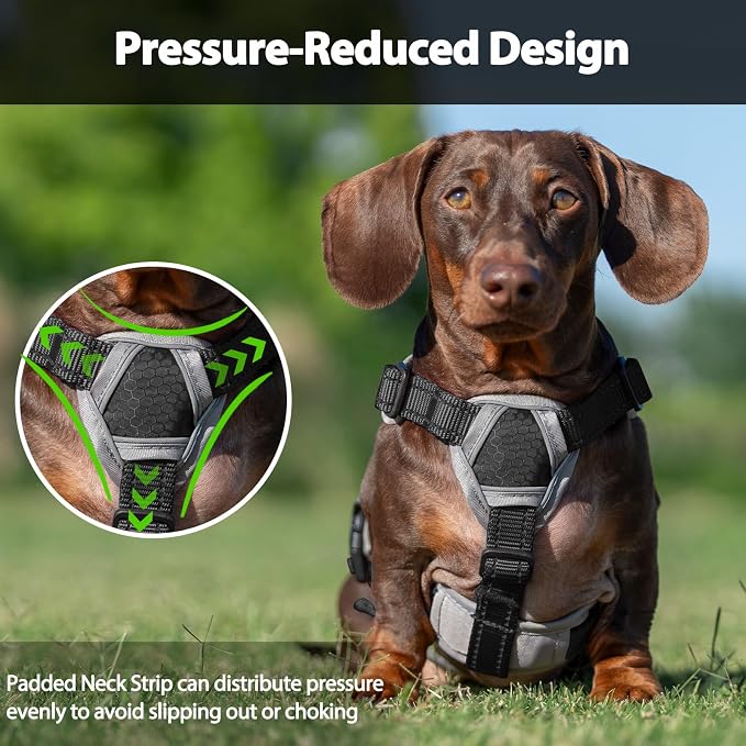 Escape Proof Dog Harness, Dachshund Harness, Reflective Dog Harness with Handle, Durable,Adjustable Vest for Small Medium Large Dogs Walking, Training, and Running Gear (Black,XL)