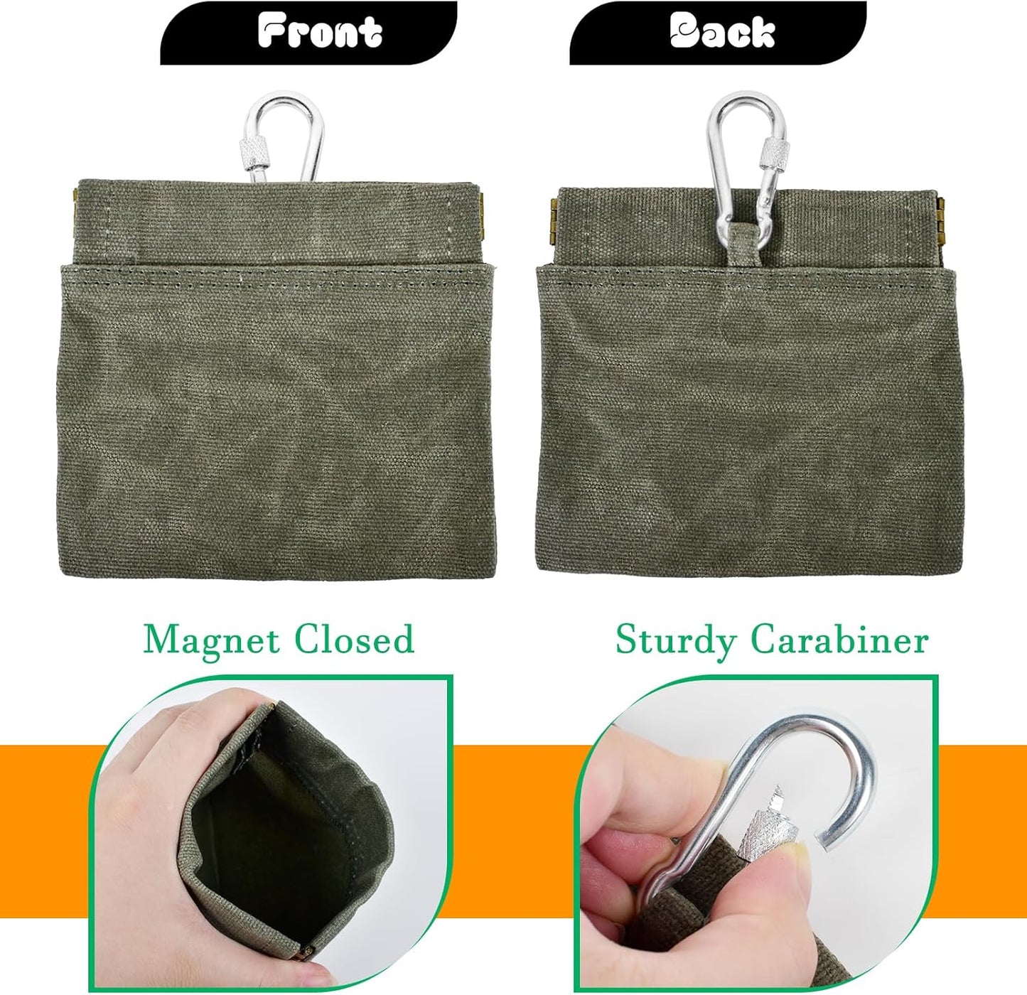 CONLI Dog Treat Pouch Portable Treat Pouches for Pet Training, Dog Training Treat Pouch with Carabiner, Auto Closing Pet Feed Snack Reward Pocket for Pet Travel or Outdoor Use
