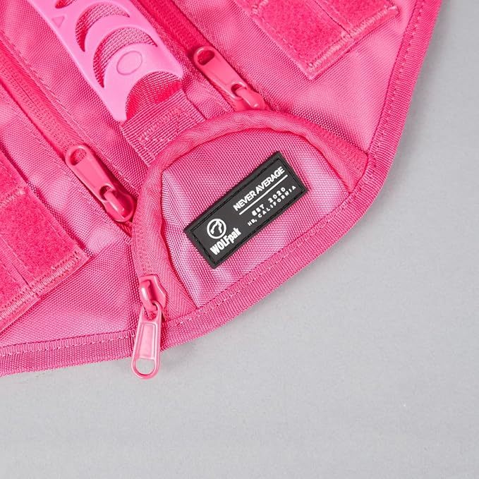 WOLFpak Tactical Dog Vest Harness No Pull Breathable (Neon Pink, X-Large) | Dual Grab Handles, 1000D Nylon, Four-Point Adjustment, MOLLE Attachment Panels, Three Storage Pockets, Metal Alloy Buckles