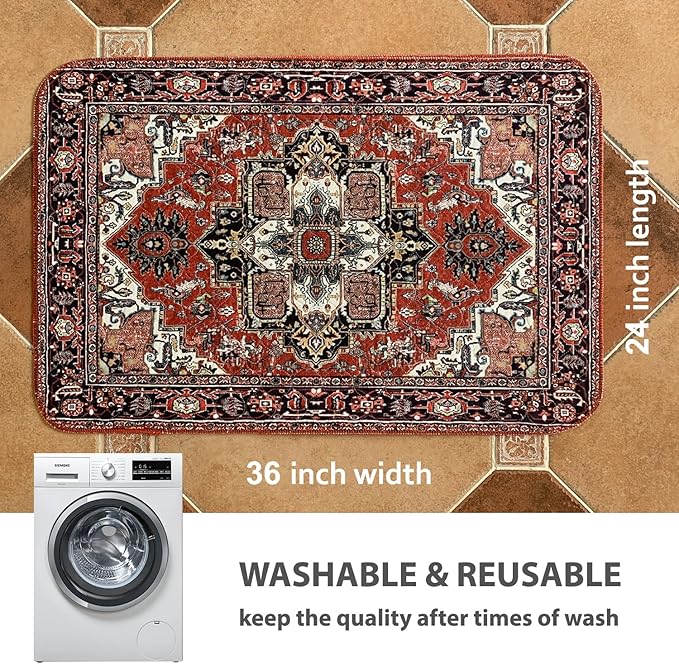 nunubaby Washable Pee Pads for Dogs, Stylish, Non-Slip and Leak-Proof Pee Pads. Reusable Potty Pads for Dogs for Crates and Floors.(Red/Rect, 24" x36" )