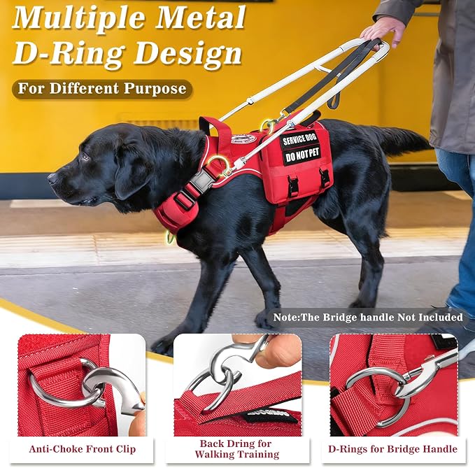 Service Dog Vest with Removable Backpack for Large Sized Dog Red L | No Pull Adjustable Dog Harness with Pockets,Soft Padded Handles&Molle for Patches,Heavy Duty for Training Hiking Hunting