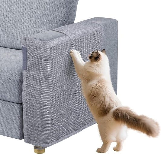 Cat Scratch Couch Protector with Natural Sisal for Protecting Couch Sofa Chair Furniture 23.6" L*19.7" W(Smoke Gray, Left Hand)
