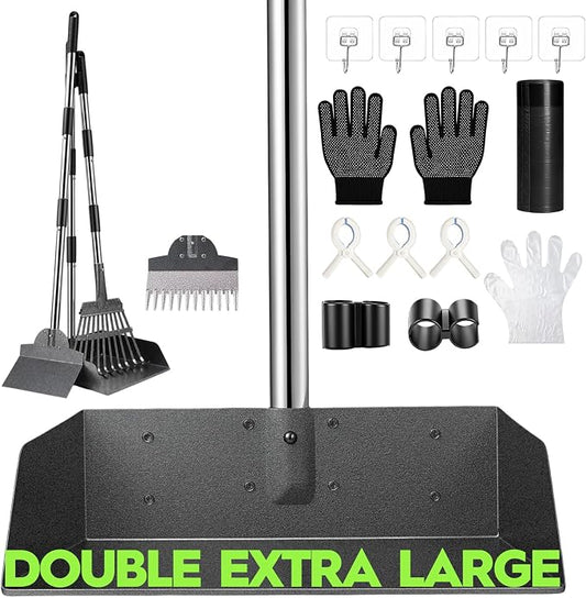 Dog Pooper Scooper for Large Dogs，9.1" X9.5"，Oversized Tray，pooper scooper | Free with two extension rods，Reduce the frequency of garbage trips，for Large, Medium, Small Dogs