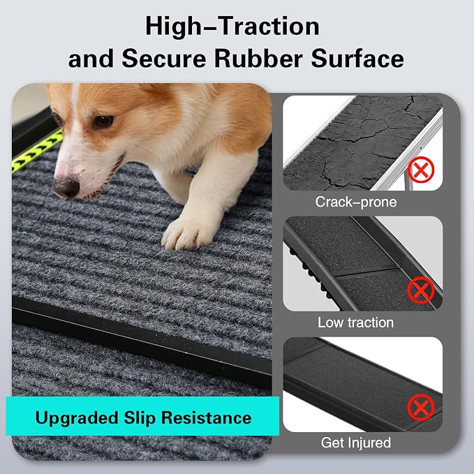CypherX 71" Dog Ramp for Car SUV, Portable Folding Pet Ramp for Large Dogs | Gentle Incline Dog Car Ramp, Non-Slip Carpet Surface, Telescoping Anti-Pinch Pet Stairs, Sturdy Aluminum Supports 250lbs