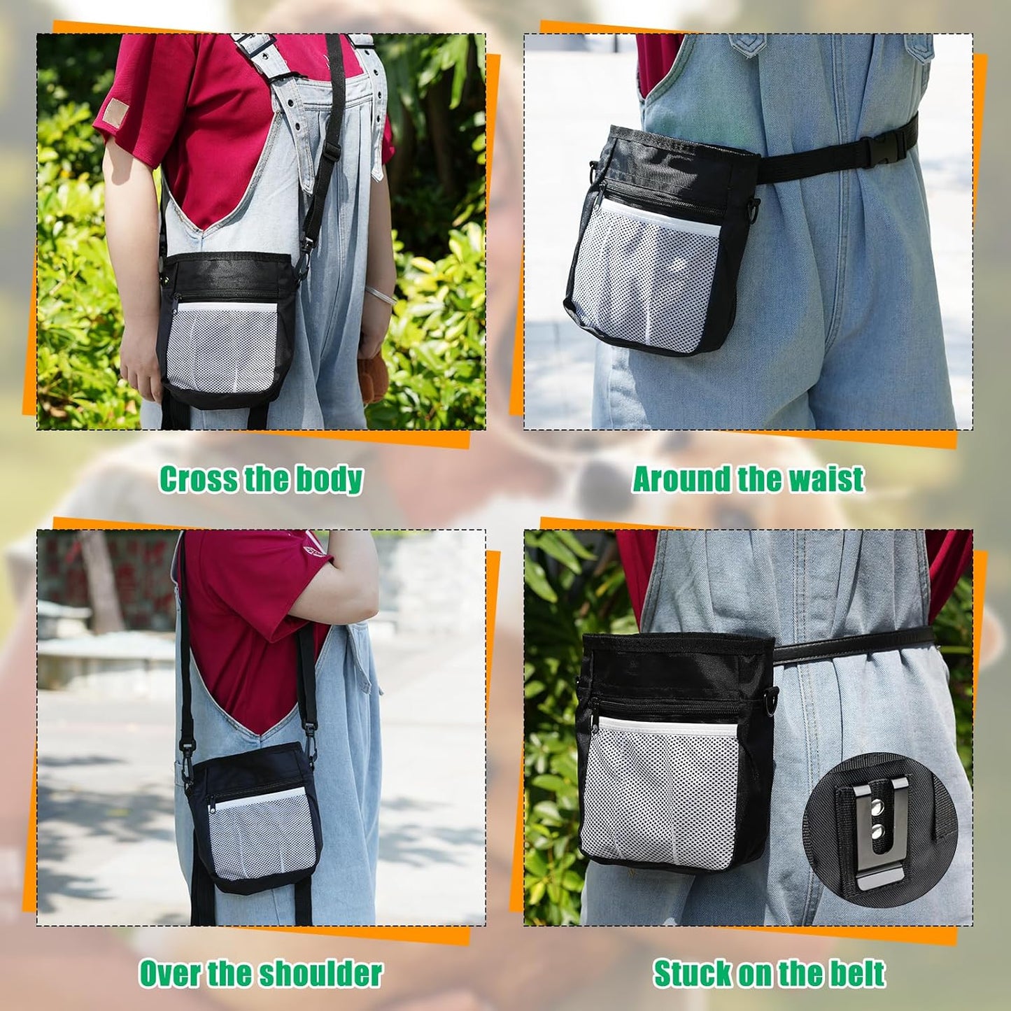 CONLI Dog Treat Pouch with Folding Bowl and Training Clicker, Treat Pouches for Pet Training Built-in Poop Bag Dispenser, Dog Training Treat Pouch for Pet Training Walking