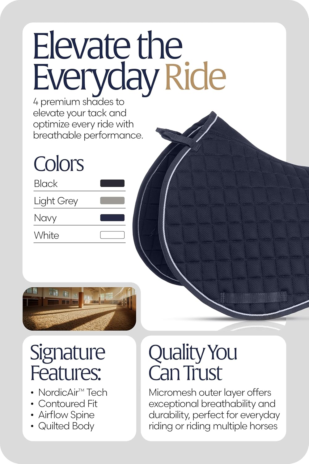 Equinavia Svalbard NordicAir™ Tech All Purpose Saddle Pad | Breathable Micromesh | Contoured Shape