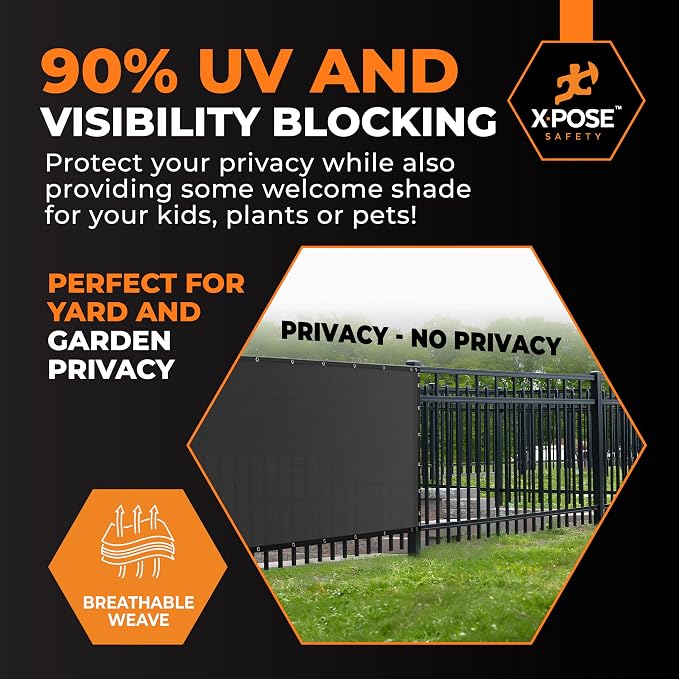 Xpose Safety Privacy Fence Screen 4’ x 50’ (24 Pack) – Heavy Duty Black Mesh with 90% Visibility Block, UV Protection – Includes Cable Ties – for Garden, Yard, Nursery, Kennel, Dog Run, Greenhouse