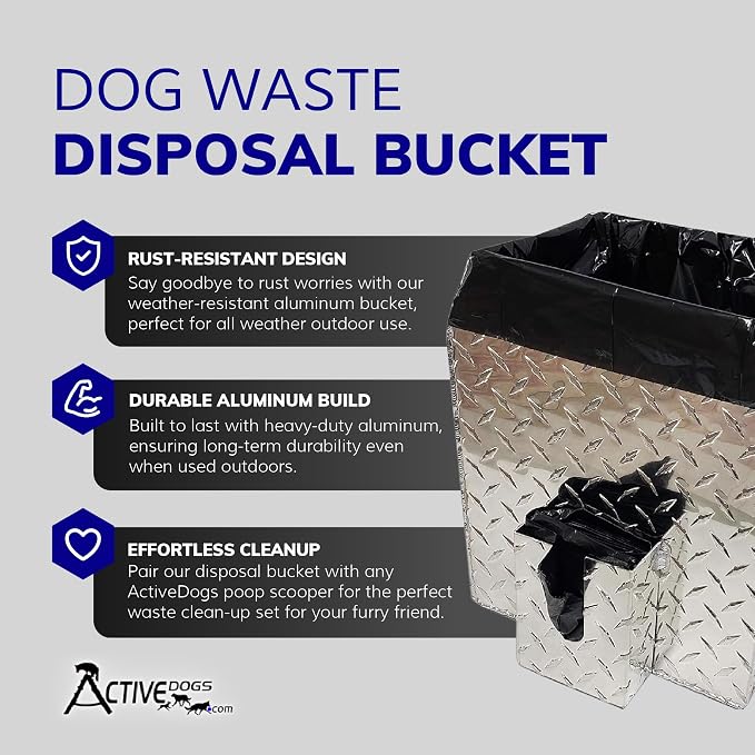 ActiveDogs Dog Waste Container, Heavy Duty 5 Gallon Disposal Pail | Dog Poop Trash Can Outside With A Durable 5 Gallon Dog Waste Container For Clean, Convenient Pet Waste Disposal