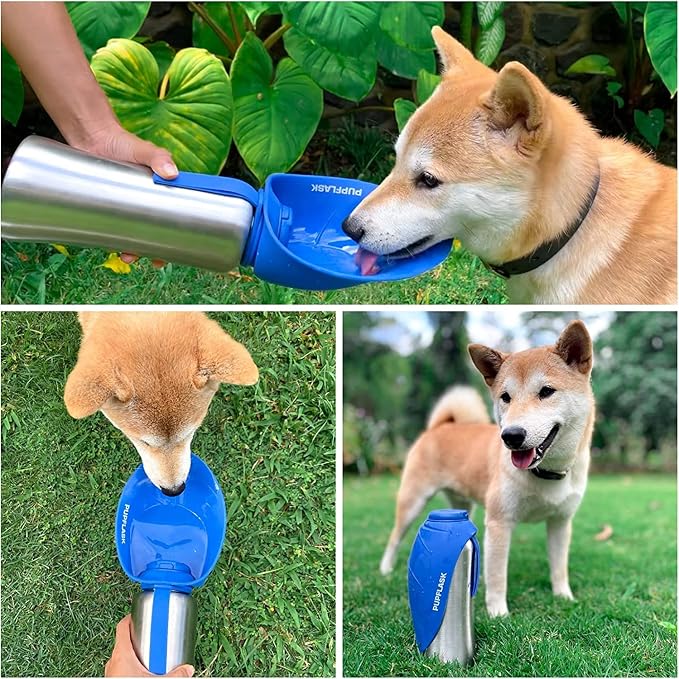 PupFlask Large Dog Water Bottle | 27 or 40 OZ Stainless Steel | Convenient Dog Drink Dispenser | Puppy Travel Water Bowl | Portable Pet Hydration Bottle | Leak Proof | Perfect Size For All Breeds