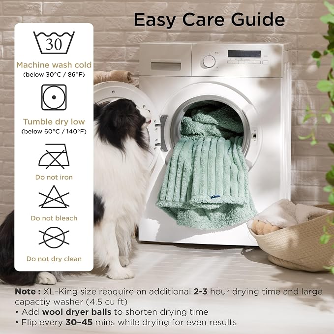 Bedsure ComfyFleece™ Waterproof Dog Blankets for Large Dogs,40x50 | Soft Plush Couch Cover,Washable Corduroy Fleece for Furniture Protector,Cozy Calming Reversible Pet Blanket, Garden Green