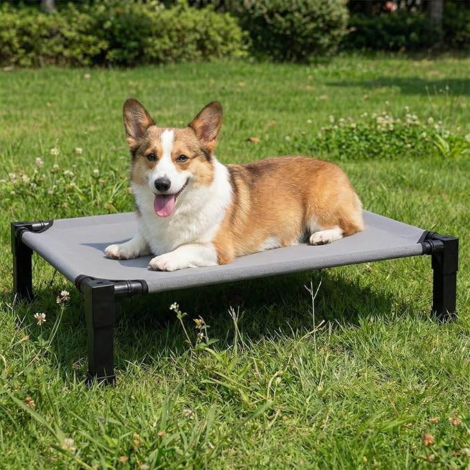 Elevated Dog Bed Raised Cooling Dog Cot for Small Dogs, Portable Indoor & Outdoor Pet Bed with No-Slip Feets Breathable Mesh Pet Bed for Camping Outdoor