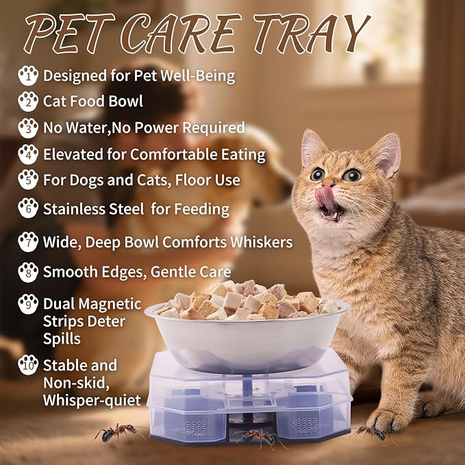 Wellness Pet Food Tray for Ant, Cat Food Bowls Tray Dog Feeding Station Outdoor Feeder Plastic Shelf with Lip for Small Dogs Feral Cats