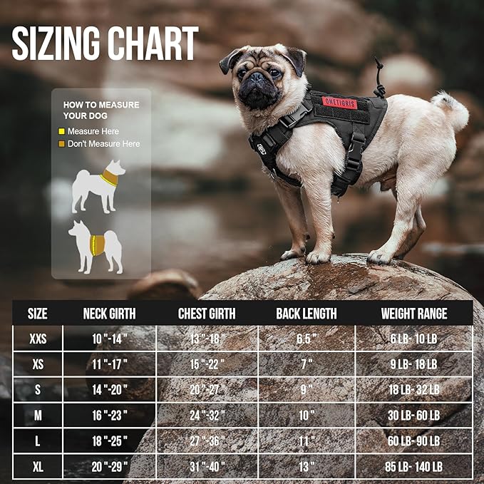 OneTigris Tactical Dog Harness Vest with Handle, Dog Harness for Large Medium Dogs,No-Pull Service Dog Vest with Hook & Loop Panels,Adjustable Dog Vest Harness for Walking(Black,Small) | No-Pull Service Dog Vest with Hook & Loop Panels, Adjustable Dog ...