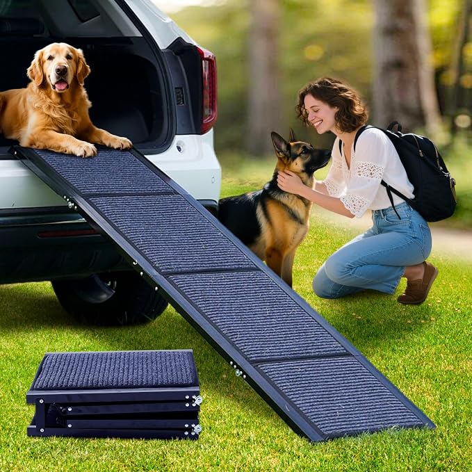 Dog Ramp for Car, 71'' L x 20'' W Dog Ramps for Large Dogs | Extra Wide Pet Ramp with Non-Slip Surface for Medium & Large Dogs to Get in Car, SUV & Truck, Supports Up to 250 Lbs