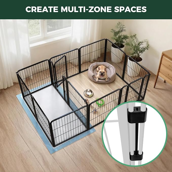FXW Homeplus Indoor Dog Playpen with Divider Connectors, 24" H, 12 Panels | Calm Indoor Play Area, Two-Zone Layout, For Puppies & Small Dogs, Patented