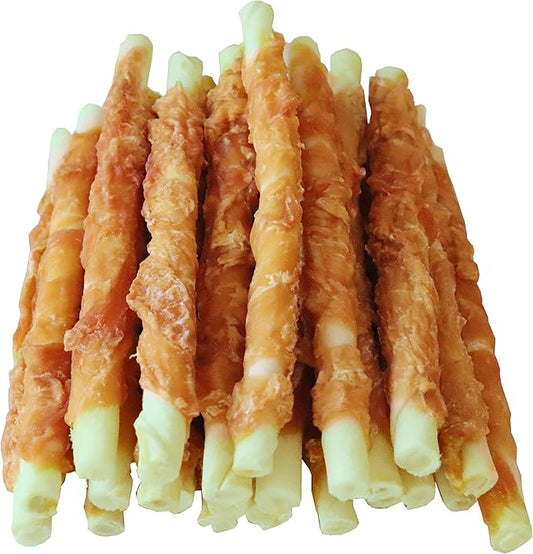 Pawant Puppy Training Snacks Dog Chews Treats Chicken Wrapped White Rawhide Sticks 0.5lb