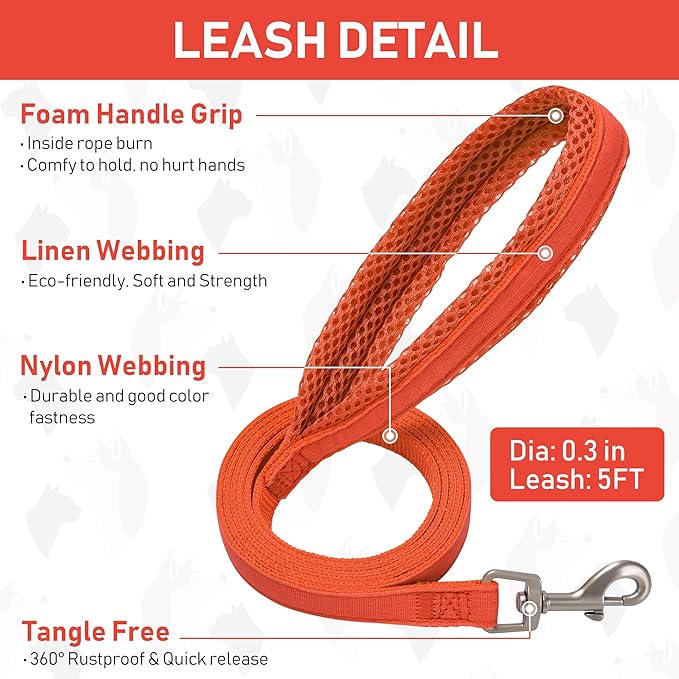 GAMUDA Small Pet Harness Collar and Leash Set, Step in No Chock No Pull Linen Fabric Soft Mesh Dog Vest Harnesses Reflective for Dogs Puppy Cats Kitten Rabbit (Orange, L)