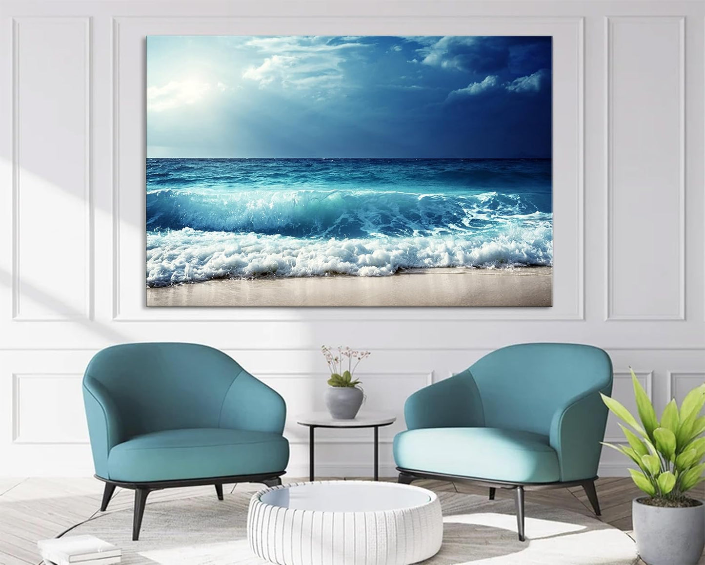 Nature Wall Art Prints - Ocean Forest Mountain Lake Canvas Landscapes - Small to Extra Large Living Room Bedroom Kitchen Bathroom Décor (Summer Ocean Beach, 24L" x 36W")