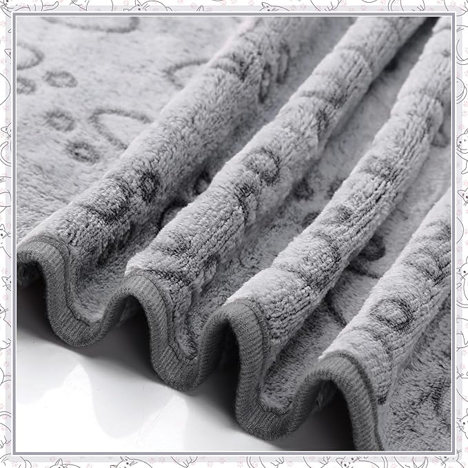 Tegeme 12 Pcs Pet Blankets Soft Fluffy Fleece Dog Cat Warm Paw Print Pattern Blankets Flannel Throw for Pets Dog Puppy Cat(23 x 16 Inch,Gray)