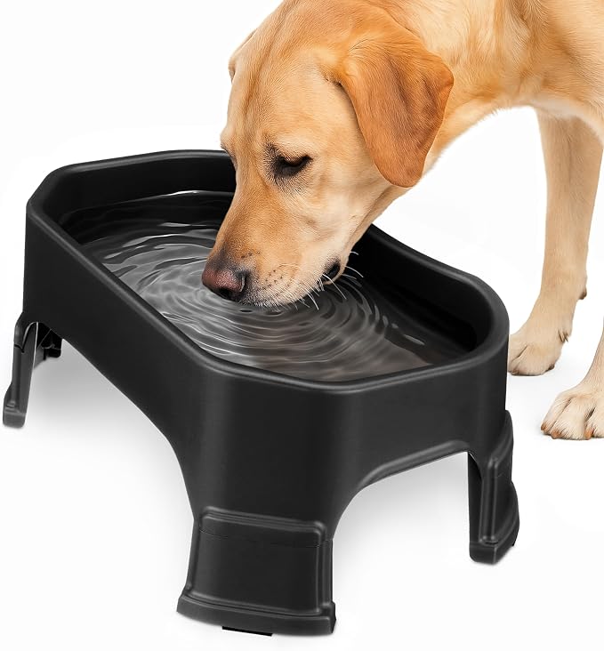 Neater Pet Brands Extra Large Water Bowl for Dogs, Elevated Outdoor Dog Water Bowl (1.25 Gallon XL Capacity), Big Trough Style Food Dish for Indoors or Outside, No Spill Large Dog Bowls, Black