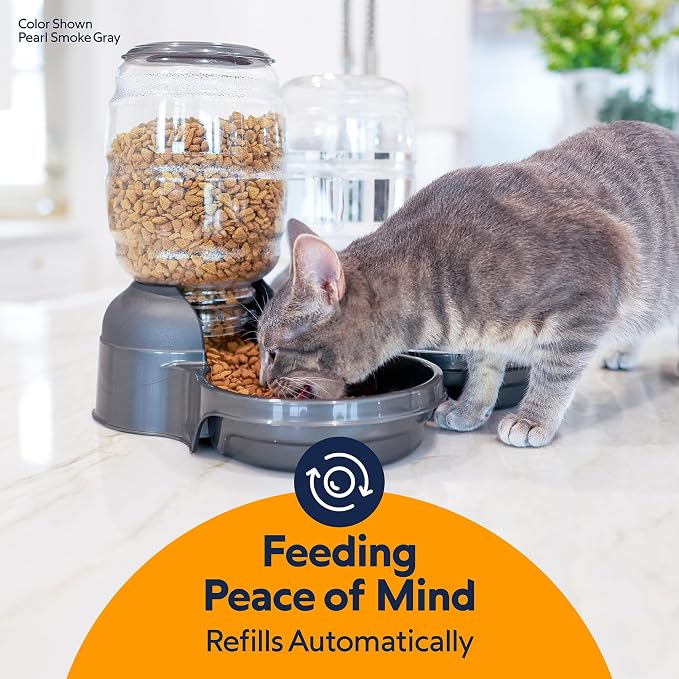 Petmate Replendish Automatic Dog Feeder Gravity Pet Treat Dispenser with Microban Protection Base, Wide Mouth Bowl, 100% BPA Free - 10 lb
