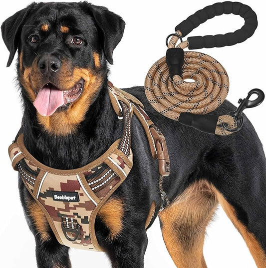 Beebiepet Heavy Duty Tactical Dog Harness for Small Dogs, No Pull Adjustable Pet Harness Reflective Service Training Easy Control Pet Vest Military K9 Working Dog Harnesses-X- Large, Desert Camo