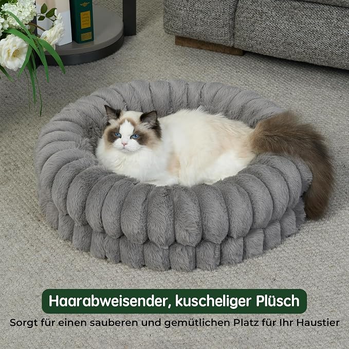 BALANCE Luxury Donut Dog Bed, 24 Inches Round Dog Beds for Small Dogs Washable, Orthopedic Calming Pet Bed for Puppy and Cats with Anti-Slip Bottom (Gray)