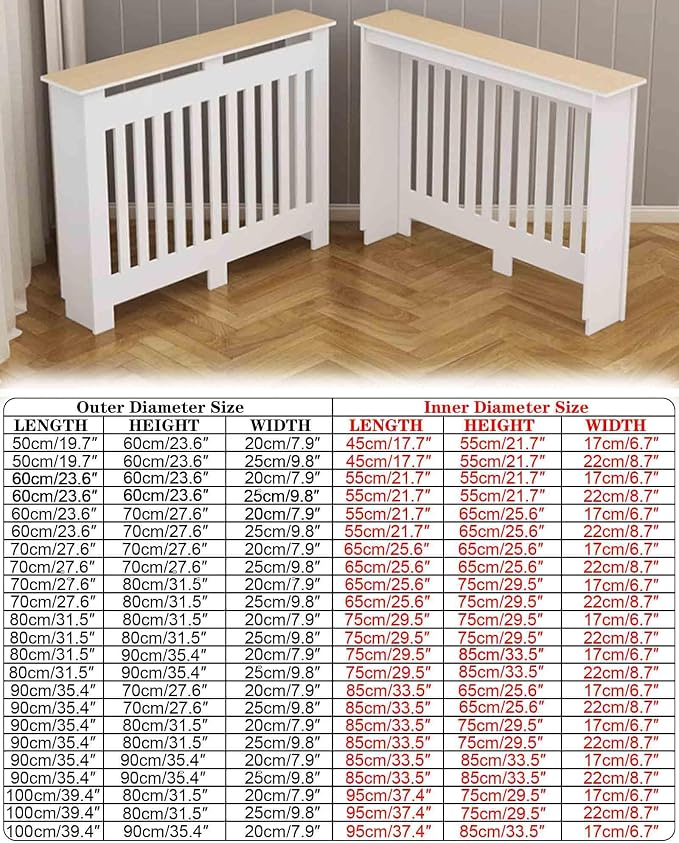 Modern Radiator Covers Wall Heater Cover Cabinet Shelf Bathroom Floor Radiator Shelve, Hide Cluttered Pipes/Easy to Install, Suitable for Household Living Room, White(27.6" Lx31.5 Hx7.9 W)