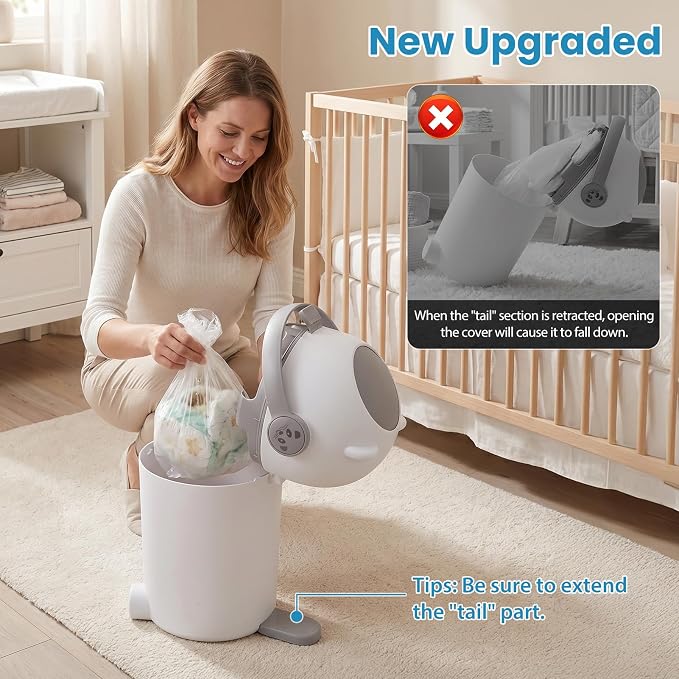 Indoor Outdoor Pet Waste Station, 15L Odor Locking Dog Poop Trash Can with Locking Lid, Portable Handle, Fits Any Bag, No Refill Dog Waste Pail, Cat Litter Disposal Bin, Baby Diaper Pail (Grey)