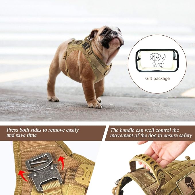 Tactical Service Dog Vest Harness K9 Military Molle Dog Vest for Outdoor Training Wear-Resisting Pet Harness with Rubber Handle & Metal Buckle