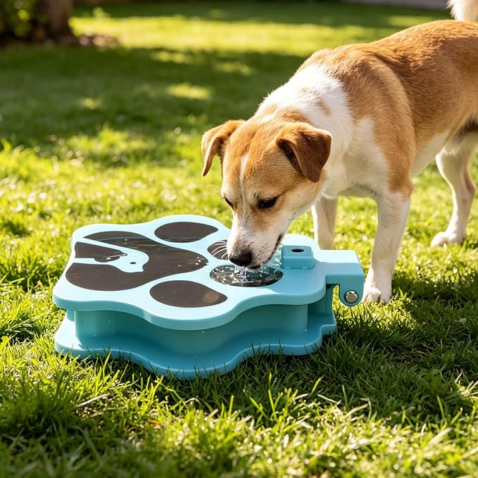 Outdoor Dog Water Fountain Step On, Paws Activated Dog Sprinkler with 1m Hose for Large Dogs, Pet Water Dispenser Drinking Toy for Courtyard, Provides Fresh