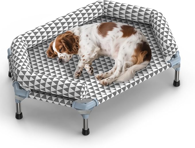 Kuntrust Orthopedic Dog Bed for Medium Dogs，U-Shaped Bolster ，Up to 100 lbs | 6-Sided Design，Elevated Dog bed，Breathable Fabric, Dual-Layer Cotton, Stainless Steel Frame, Anti-Slip Feet