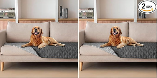 gogobunny 3X Stronger Waterproof Pet Blanket, Scratch Proof Furniture Protector for Dogs Cats, Reversible Cover 30x70 Inch, Dark Grey/Light Grey (Pack of 2)