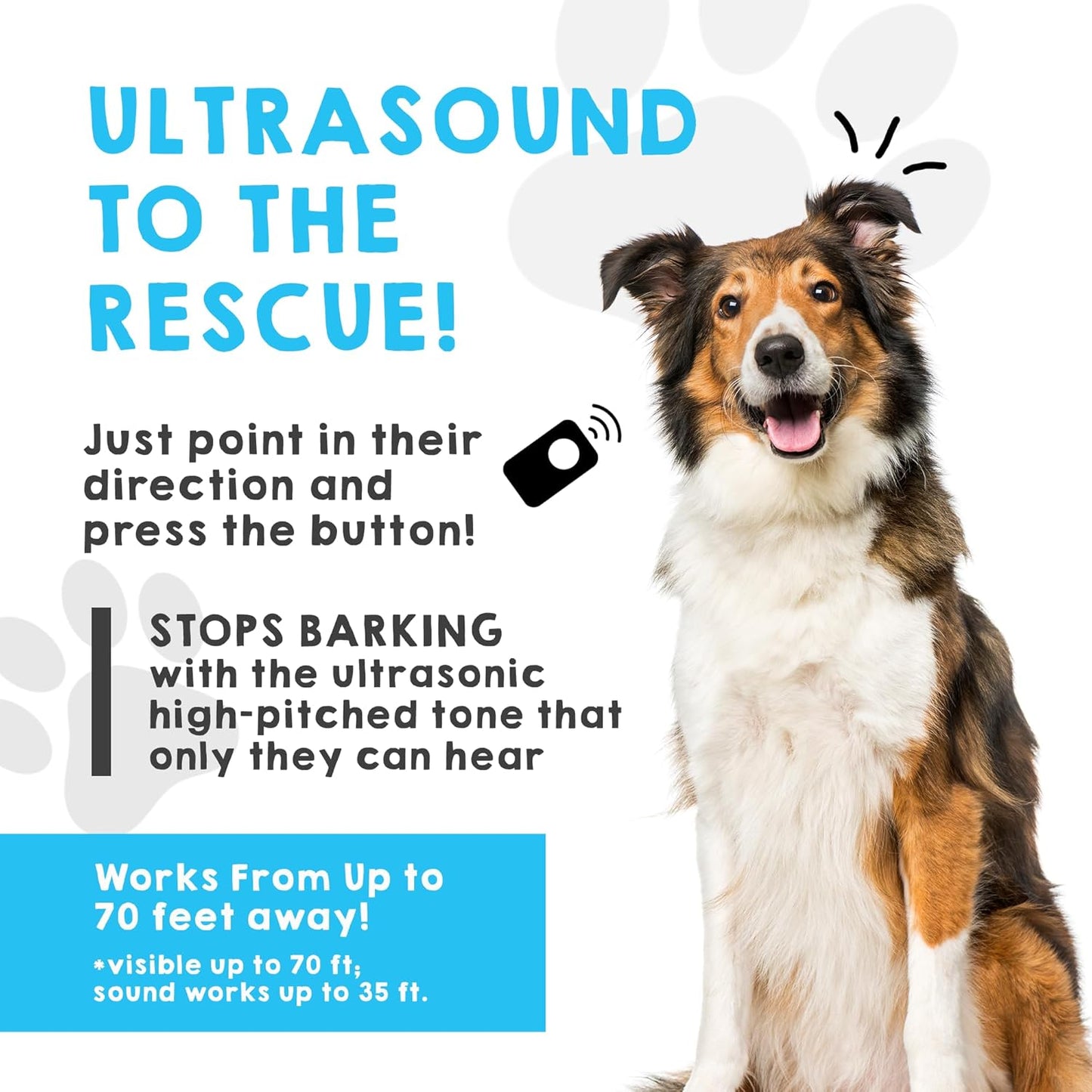 Ultrasonic Dog Bark Deterrent & Behavior Corrector - Stop Barking, Jumping, Aggression Without Yelling - Just Point & Press! Backed by Kevin Harrington from Shark Tank (White Rechargeable)