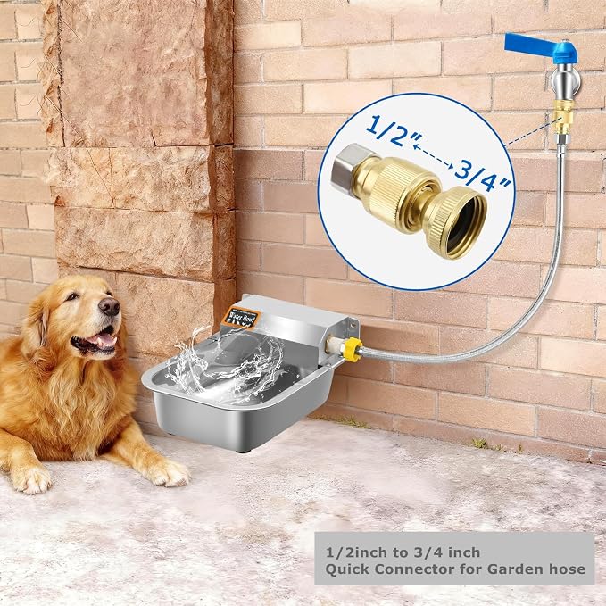 Automatic Water Dispenser for Dog,Heavy Duty Stainless Steel Water Bowl Dispenser,3L Water Feeder for Horse,Dog,Cat and Other Livestock