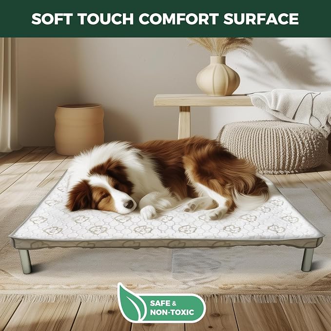 FXW TitanNest Cooling Chew-Proof Elevated Dog Bed with Cover for Medium Dogs | Easy to Clean, Pre-assembly Elevated Cot, Indoor/Outdoor/Camping, 41 x 27 x 5.0in