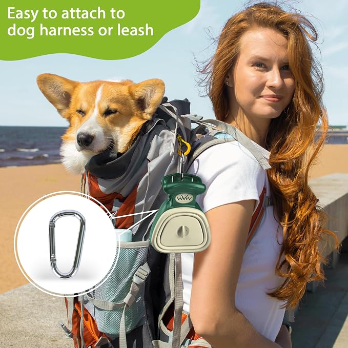 SuperDesign Dog Pooper Scooper - Ideal for Small & Large Dogs, Yard & Walks, Adjustable Leash & Bag Attachment, Perfect for Travel & Camping (Green)