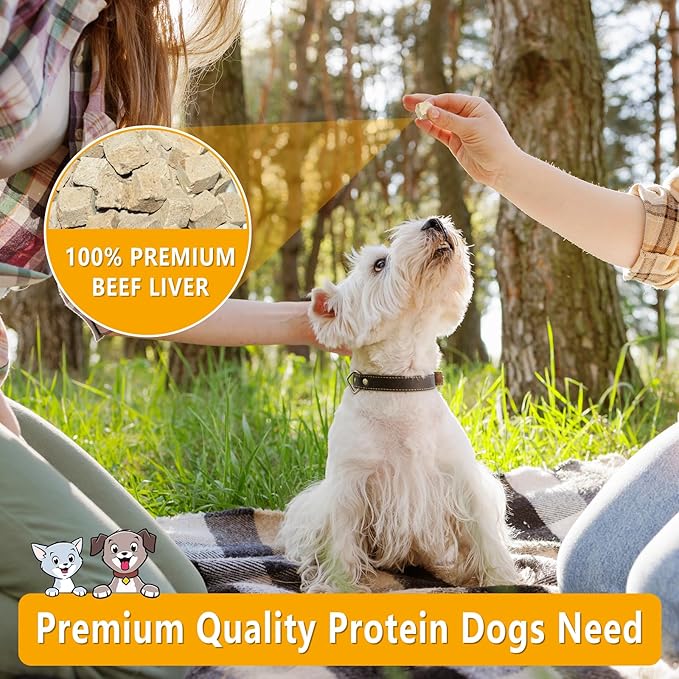 Freeze-Dried Raw Beef Liver Dog Treats, Single Ingredient, High Protein, Grain Free, Gluten Free, Healthy Training Treats & Meal Topper 8.8 oz