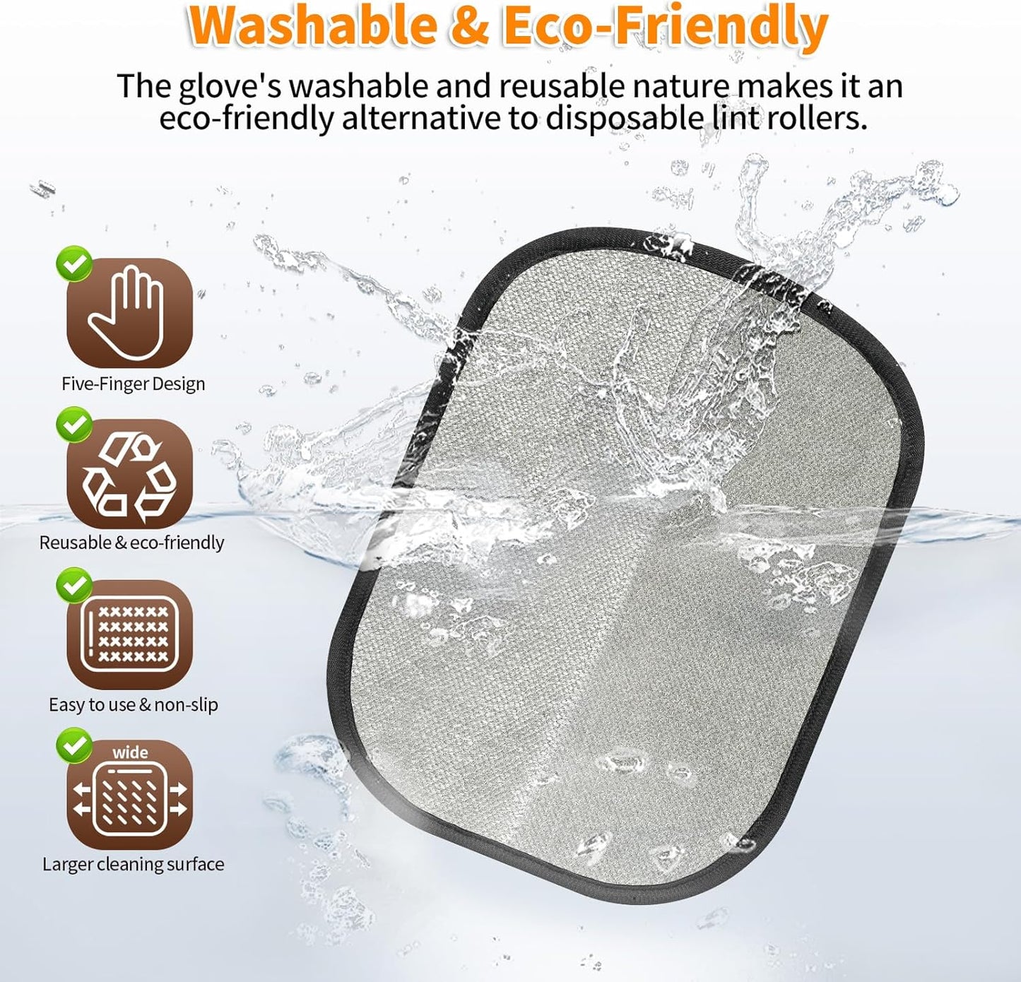 Pet Hair Removal Glove for Cats & Dogs, Upgraded Five-Finger Electrostatic Pet Hair Gloves, Reusable Magic Brush Pet Hair Remover Tool for Laundry, Couch, Carpet, Car Seat