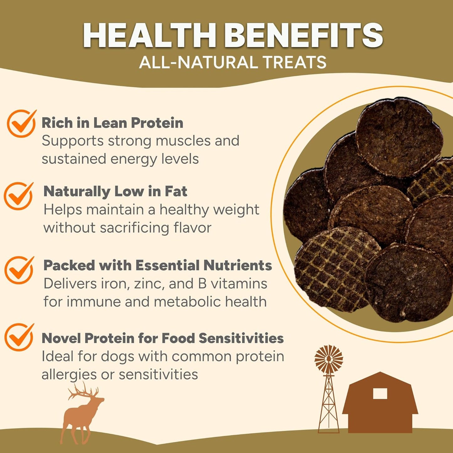 Gaines Family Farmstead Elk Chips for Dogs – 4 oz, Natural Single-Ingredient Dog Treats, High-Protein Rawhide-Free Chews, Healthy Grain-Free Snacks, Made in USA