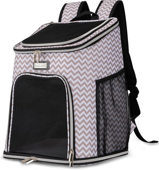 BAGLHER Cat Backpack Carrier, Mesh Pet Cat Carrier for Medium Small Dog Cat Puppy Kitten Bunny up to 18lbs, Dog Travel Backpack for Picnic Hiking Walking Cycling