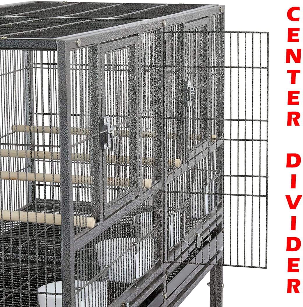 Combo Breeding Stacker Center Divided Breeder Bird Flight Double Rolling Cage with Side Breeding Nest Door (Black Vein, Triple Stack)
