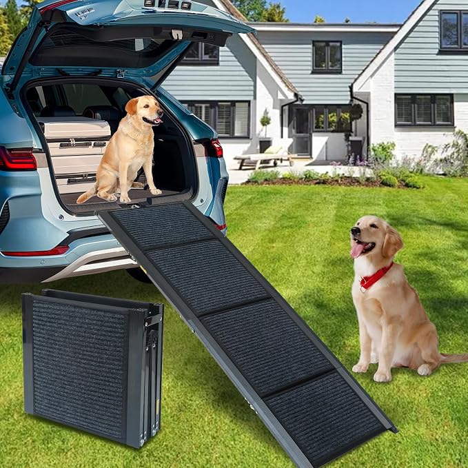 PawStep Portable Folding Dog Ramp for SUVs and Cars - Non-Slip Aluminum Pet Ramp for Senior Dogs - Joint-Friendly Mobility Support - Holds Up to 250 lbs (51014)