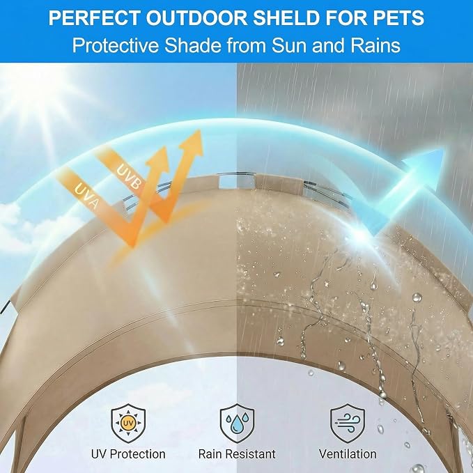 Elevated Dog Bed with Canopy Raised Pet Cot for Large Dogs, Outdoor Dog Cot with Removable Sun Shade Tent, Breathable Mesh Portable Dogs Cot for Camping, Beach, Backyard, Outdoor Use