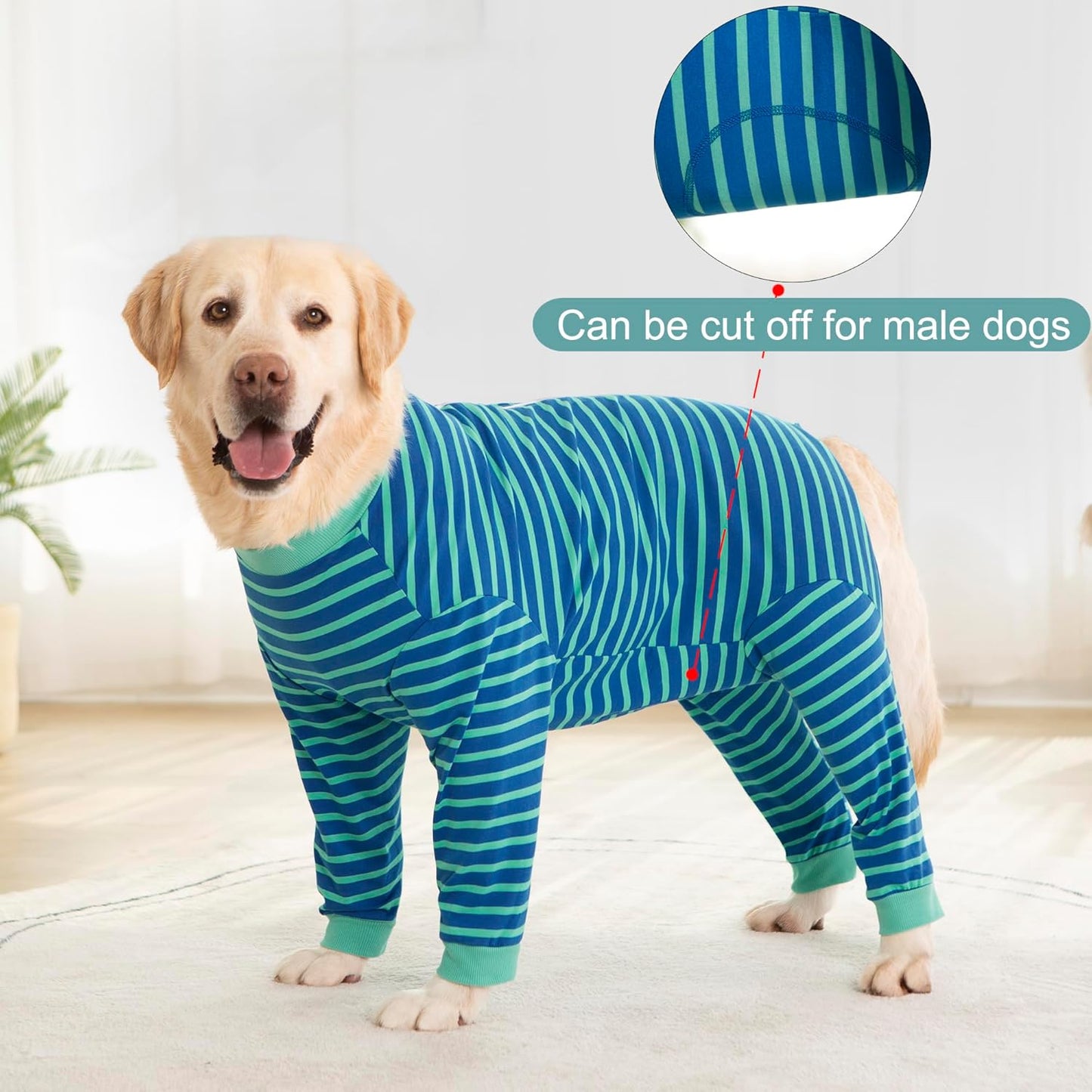 Yeapeeto Dog Onesie Surgery Recovery Suit for Large Medium Bodysuit Dogs Pajamas PJS Full Body for Shedding, Prevent Licking, Wound Protection, Cone Alternative… (Blue Green, 3XL)