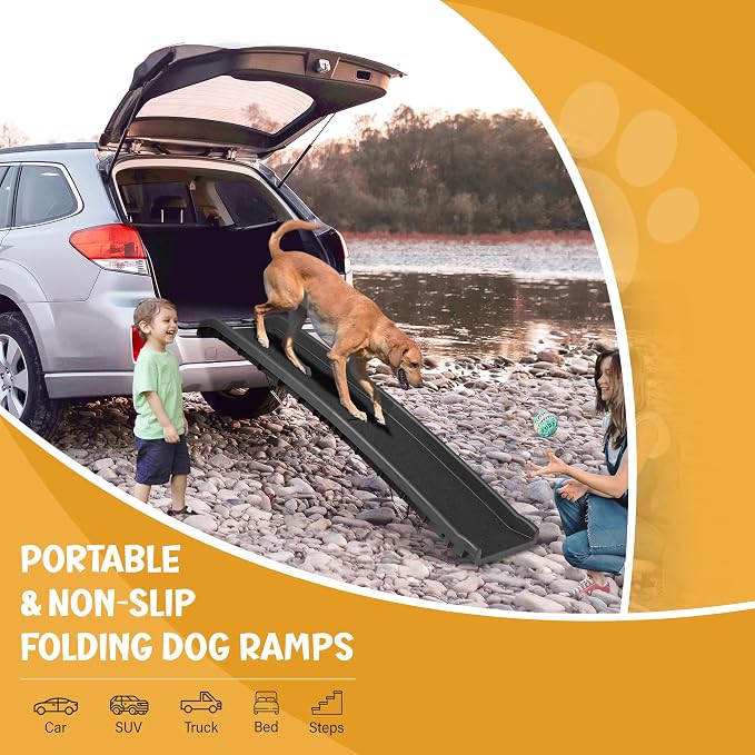 ZENY Dog Ramp for Car, 62inch Long Portable Dog Ramps for Large Dogs | with Non-Slip Surface Dog Car Ramp, Folding Dog Ramp for SUV & Truck