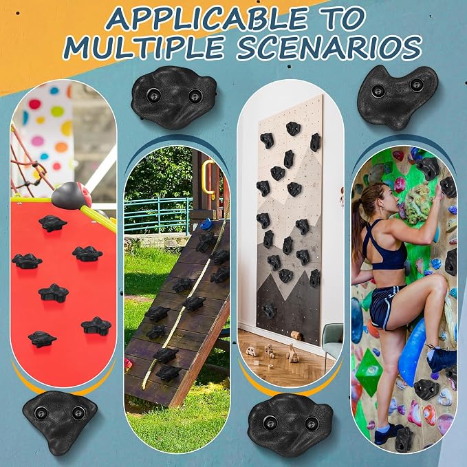 Soulchen 20 Pcs Rock Climbing Holds for Climber 3 Shapes Extra Large Rock Climbing Stones Wall Grips with Wrench, Screw for Indoor and Outdoor Playground Backyard Park Play Set Back to School Gift