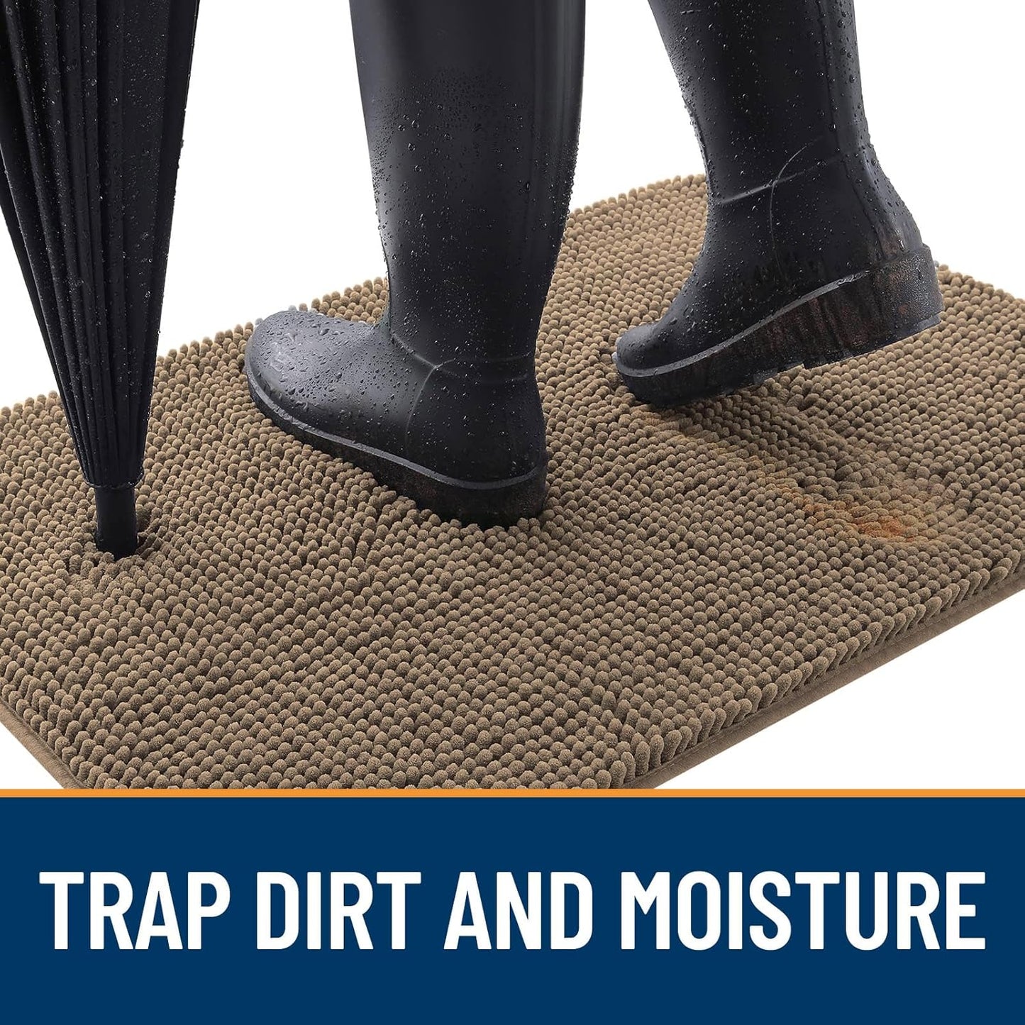 OLANLY Dog Door Mat for Muddy Paws 30x17, Absorbs Moisture and Dirt, Absorbent Non-Slip Washable Doormat, Quick Dry Chenille Mud Mat for Dogs, Entry Indoor Entryway Carpet for Inside Floor, Tan